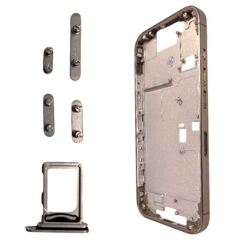Middle Frame with SIM Tray and Side Buttons for iPhone 16 Pro Gold