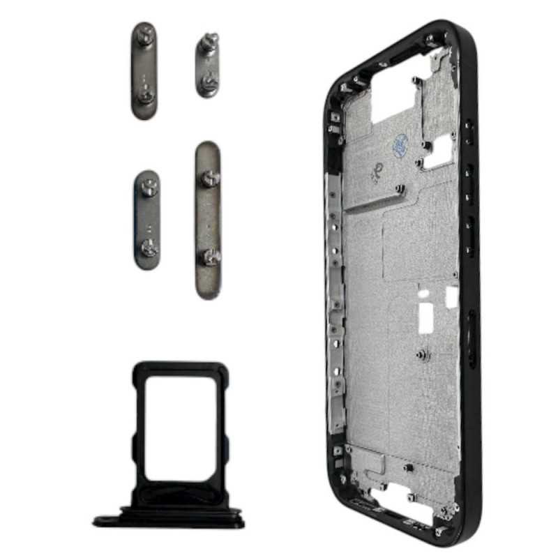 Middle Frame with SIM Tray and Side Buttons for iPhone 16 Pro Black
