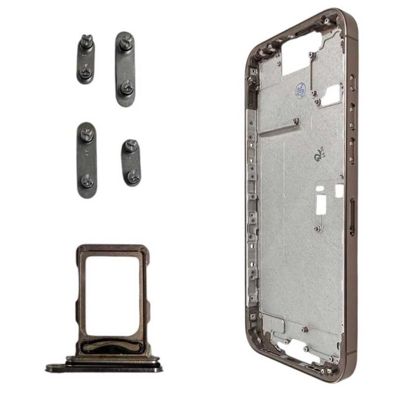 Middle Frame Telaio con Carrello Sim e Tasti Laterali per Apple iPhone 16 Pro Max | Gold