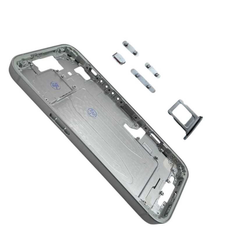 Middle Frame iPhone 15 Telaio con Carrello Sim e Tasti Laterali per Apple | Blu