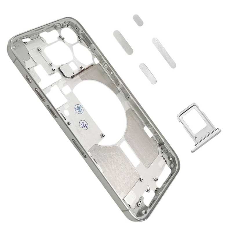 Middle Frame iPhone 15 Pro Max Telaio con Carrello Sim e Tasti Laterali per Apple | Bianco