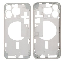 Middle Frame iPhone 15 Pro Max Telaio con Carrello Sim e Tasti Laterali per Apple | Bianco