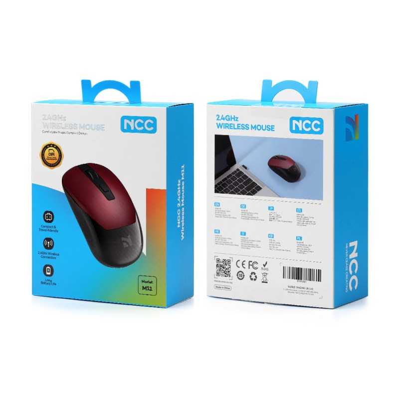 NCC M11 Wireless Mouse 2.4GHz with Adjustable DPI 800-1600 | Red