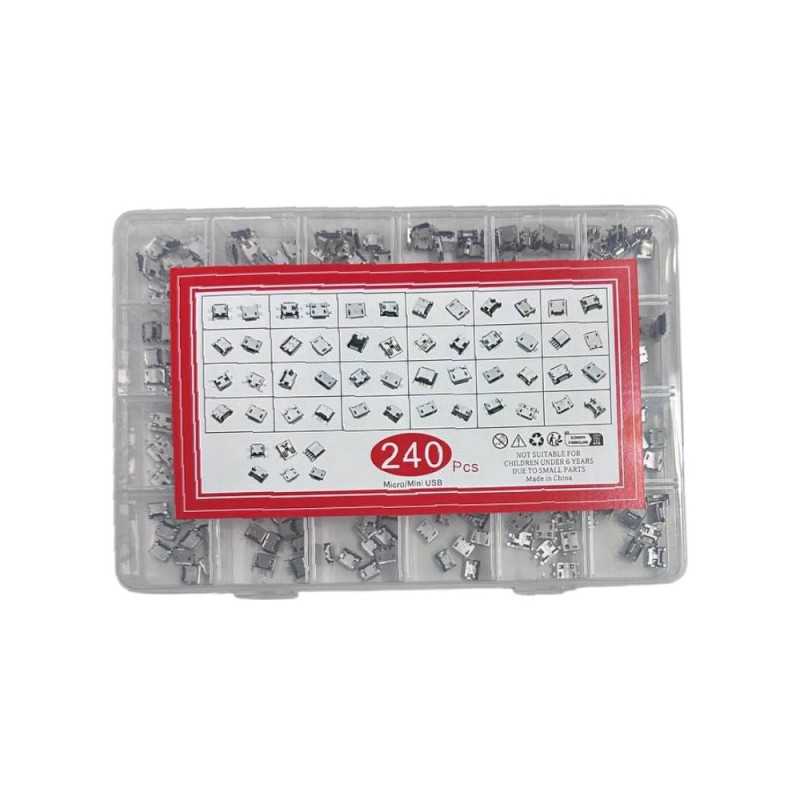 240-Piece Micro USB Charging Connector Box – Assorted Repair Kit