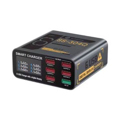 SUNSHINE SS-304Q Smart Charger / 6 USB Ports / Wide Voltage / Ghost Gray