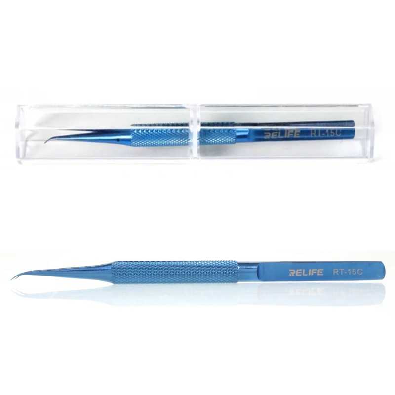 RELIFE RT-15C Ultra-Precision Titanium Alloy Tip Tweezers con Punta Curva
