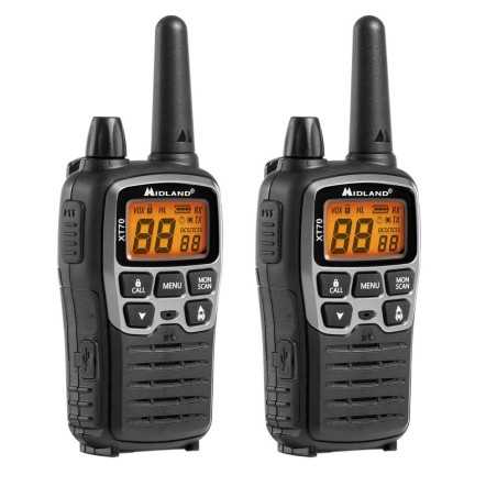 Midland XT70 Doppio Walkie Talkie Radio Ricetrasmettitori DUAL BAND PMR446/LPD | Nero 