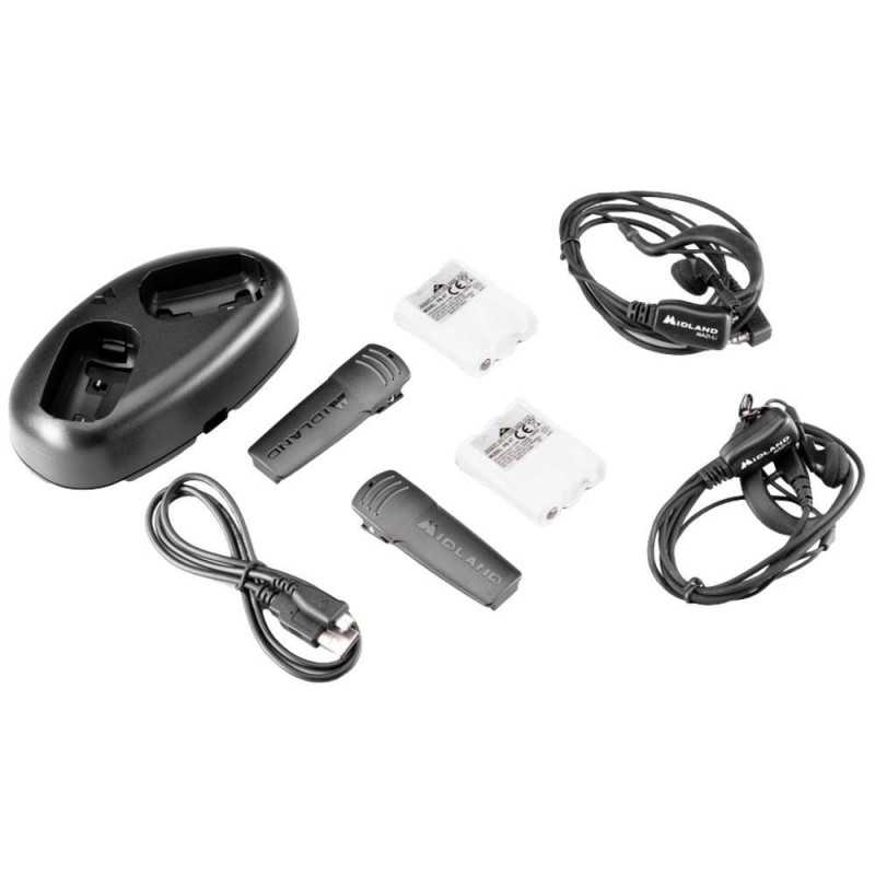 Midland XT70 Doppio Walkie Talkie Radio Ricetrasmettitori DUAL BAND PMR446/LPD | Nero 