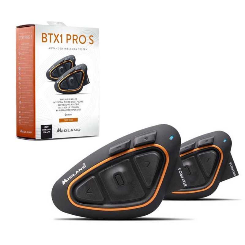 MIDLAND BTX1 PRO S Doppio Interfono Moto Bluetooth Auricolare da Casco Impermeabili IPX6 Twin Pack 