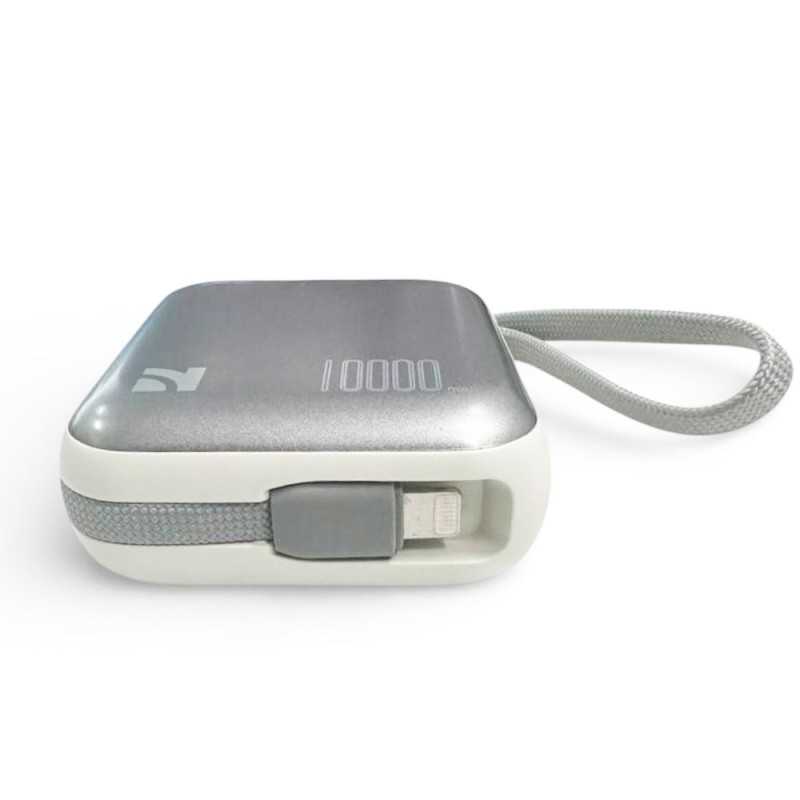 NCC Power Bank Ricarica Rapida AS-181 da 10000 mAh e 22,5 W con Cavi Integrati Light Gray 