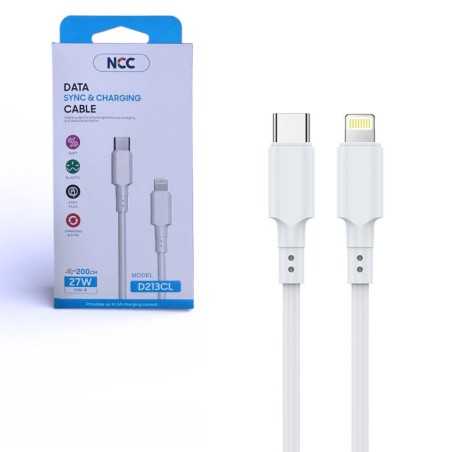 NCC D213CL Type-C to Lightning TPE 27W Charging Data Cable with Package 2M White
