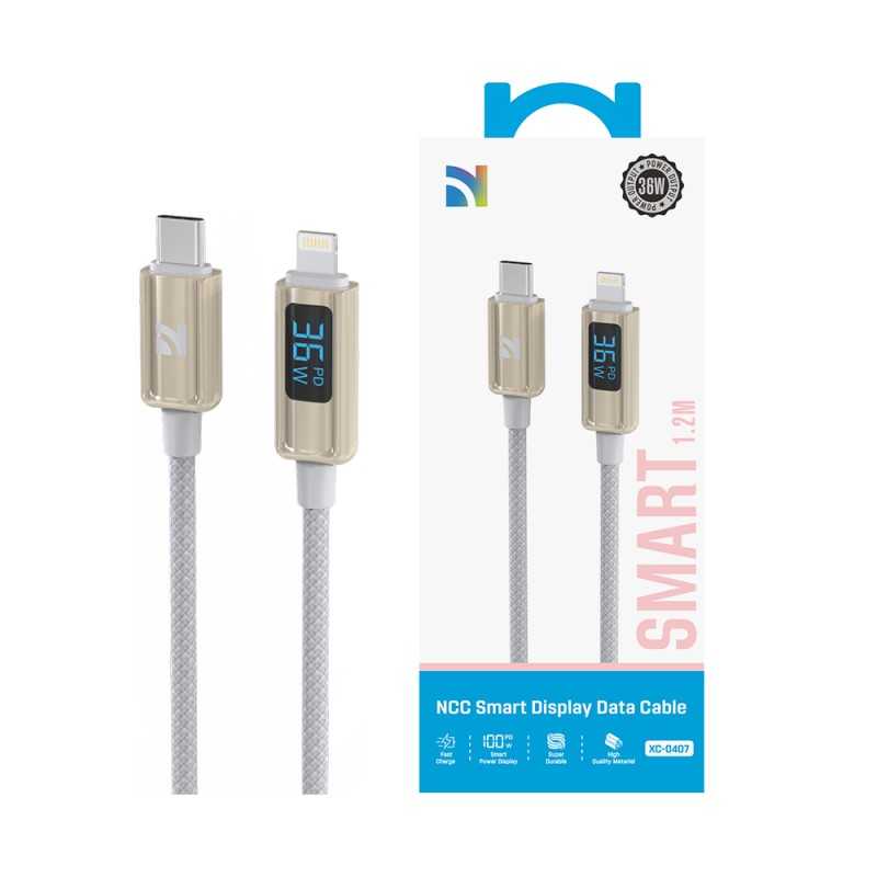 NCC Cable XC-0407 USB-C TO Lightning 36W Power Display & Zinc Alloy Connector 1.2M Starlight 