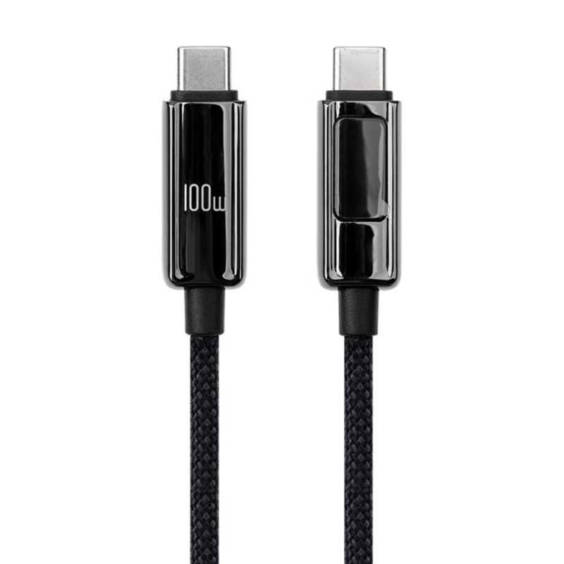 NCC Cable XC-0401 C TO C 100W Power Display & Zinc Alloy Connector 1.2M Jet Black-C TO C 