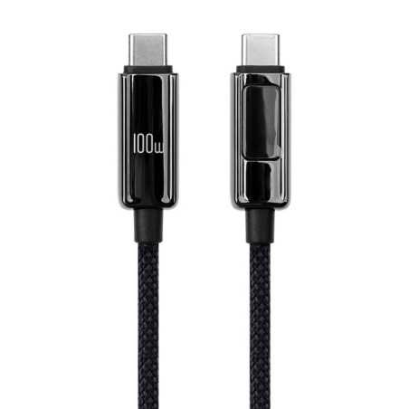 NCC Cavo di Ricarica da USB-C a USB-C 100W ZX in Lega di Zinco Con Display Potenza XC-0401 | 1.2M Black