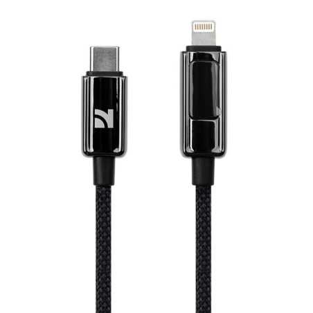 NCC Cavo di Ricarica da USB-C a Lightning 36W ZX in Lega di Zinco Con Display Potenza XC-0402 | 1.2M Jet Black