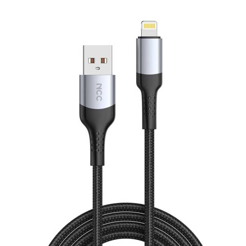 NCC Data Cable D121AL USB-A to Lightning Braided cable + Aluminum Shell 1.2M Black 