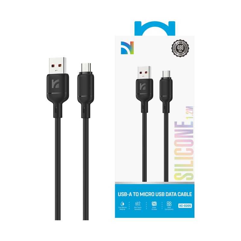 NCC Cavo di Ricarica da USB-A a Micro-USB Silicone 18W XC-0205 | 1.2M Nero NCC Cavo di Ricarica da USB-A a Micro-USB Silicone 18W XC-0205 | 1.2M Nero