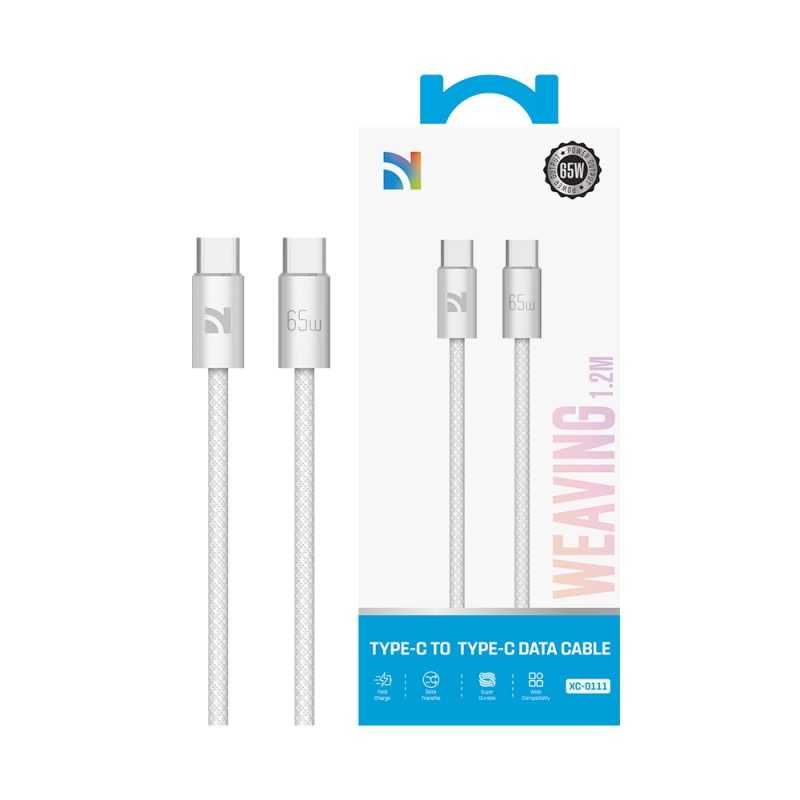 NCC Cavo di Ricarica da USB-C a USB-C 65W Intrecciato XC-0111 | 1.2M Bianco
