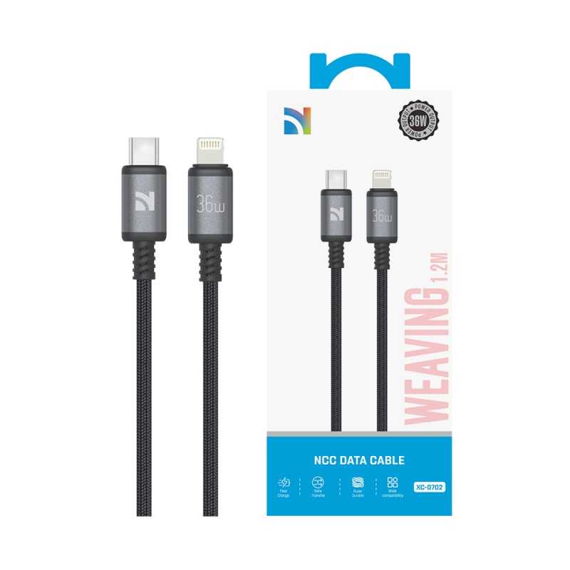 NCC Cavo di Ricarica da USB-C a Lightning 36W Intrecciato con Case in Alluminio SC XC-0702 | 1.2M Dark Grey NCC Cavo di Ricarica da USB-C a Lightning 36W Intrecciato con Case in Alluminio SC XC-0702 | 1.2M Dark Grey