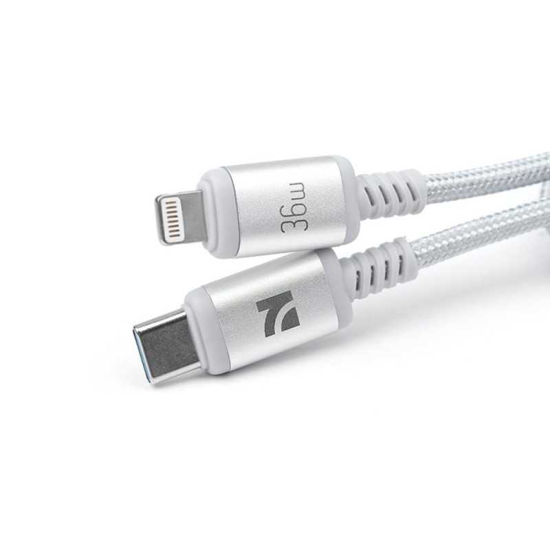 NCC Cavo di Ricarica da USB-C a Lightning 36W Intrecciato con Case in Alluminio SC XC-0712 | 1.2M Light Grey NCC Cavo di Ricarica da USB-C a Lightning 36W Intrecciato con Case in Alluminio SC XC-0712 | 1.2M Light Grey