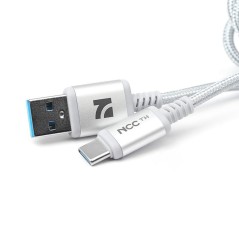 NCC Cavo di Ricarica da USB-A a USB-C 22.5W Intrecciato con Case in Alluminio SC XC-0714 | 1.2M Light Grey 