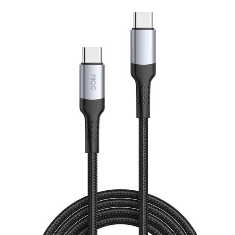 NCC Cavo di Ricarica da USB-C a USB-C 60W Intrecciato con Case in Alluminio D121CC | 1.2M Black