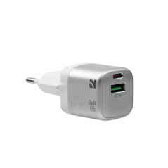 NCC CaricaBatterie da Rete 45W Charger GaN USB-A + USB-C Fast CD-0204EU | Light Gray