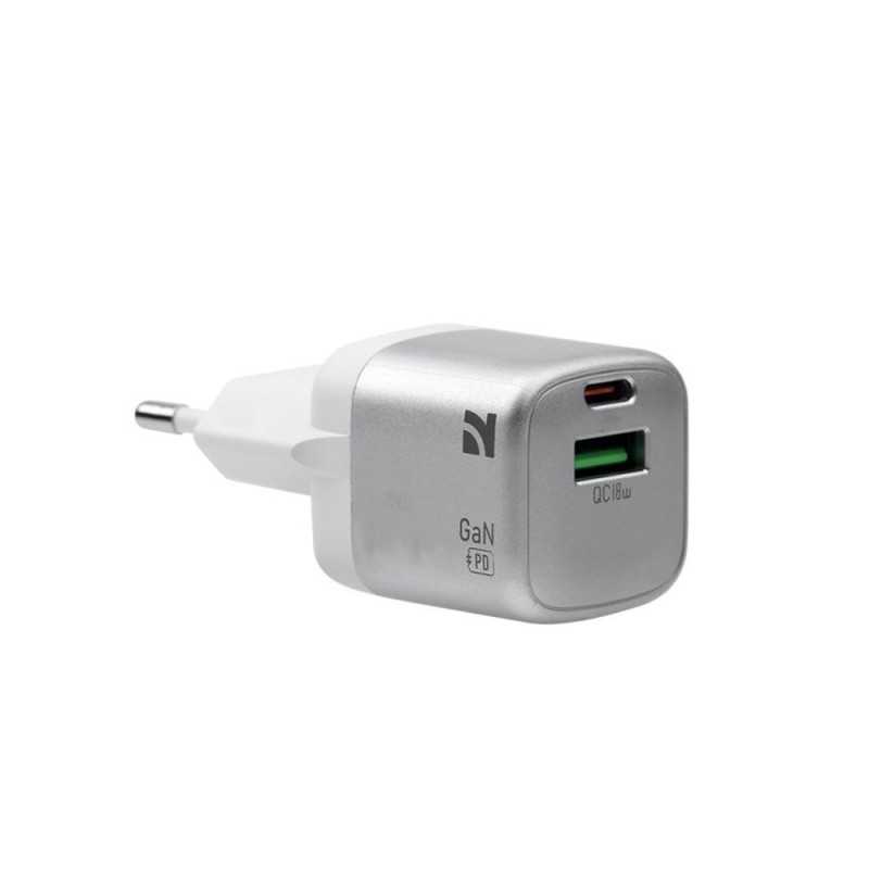 NCC CaricaBatterie da Rete 45W Charger GaN USB-A + USB-C Fast CD-0204EU | Light Gray