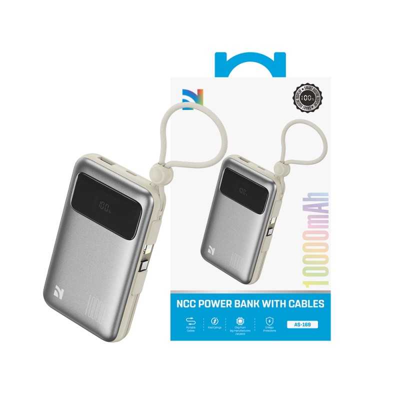 NCC Power Bank 10000mAh Caricabatterie Portatile 22.5W Own Line | Light Grey AS-169 