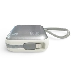 NCC Power Bank 10000mAh Caricabatterie Ricarica Rapida da e 22,5 W + Cavi Integrati | Light Grey AS-181 