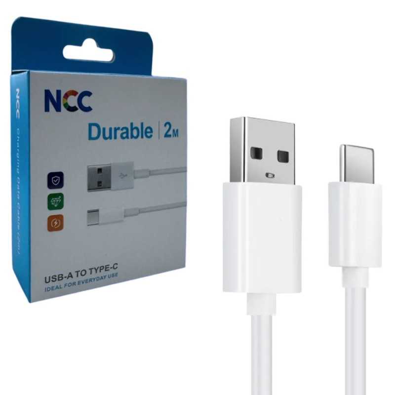 NCC Cavo di Ricarica da USB-A a USB-C 20W in PVC Ultra Resistente D212AC | 2 Metri Bianco