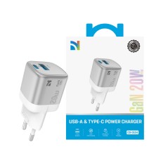 NCC CaricaBatterie da Rete 20W Charger GaN USB A USB C Fast CD 0104 EU 