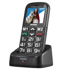 BRONDI AMICO UNICO+ Senior Mobile Phone with SOS Button, Remote Control, Large Keys and FM Radio | Nero