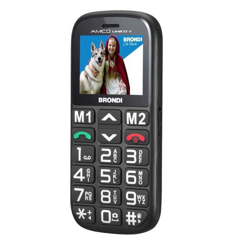 BRONDI AMICO UNICO+ Senior Mobile Phone with SOS Button, Remote Control, Large Keys and FM Radio | Nero BRONDI AMICO UNICO+ Senior Mobile Phone with SOS Button, Remote Control, Large Keys and FM Radio | Nero