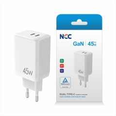 NCC CaricaBatterie da Rete 45W Doppia Porta USB C Fast Charge GaN C230 Bi