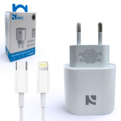 NCC CaricaBatterie da Rete 20W USB C Set con Cavo da USB C a Lightning CD