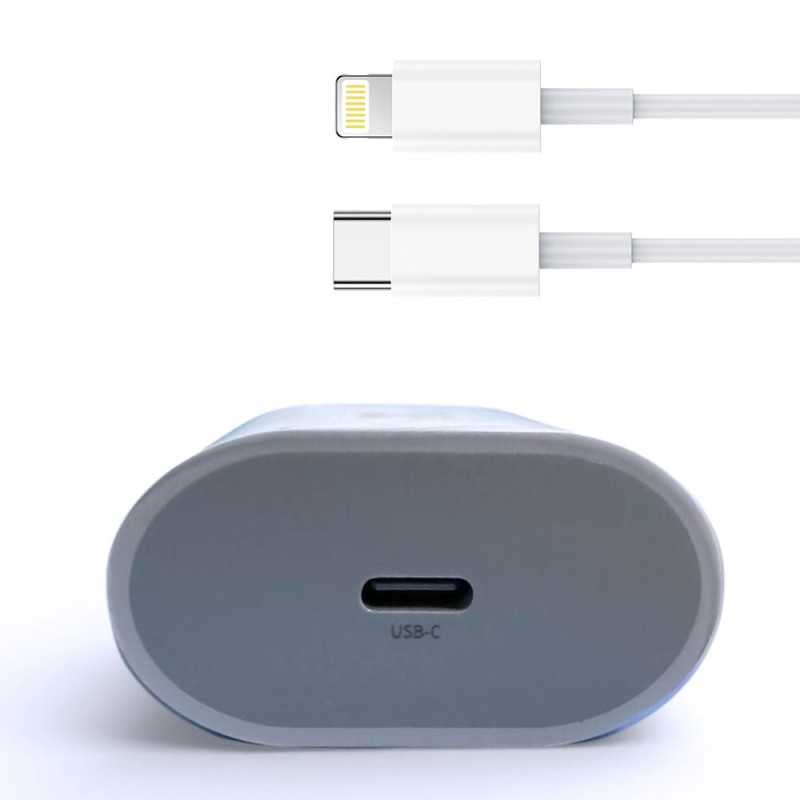 NCC CaricaBatterie da Rete 20W USB-C Set con Cavo da USB-C a Lightning | CD-0501 C-L Bianco