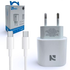 NCC CaricaBatterie da Rete 20W USB C Set con Cavo da USB C a USB C CD 050