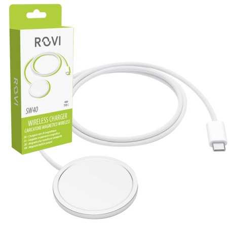 Rovi Caricabatterie Wireless SW40 Fast Charger 15w Magsafe | Bianco