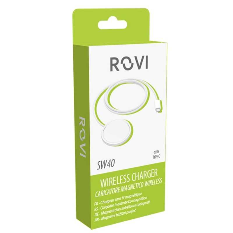 Rovi Caricabatterie Wireless SW40 Fast Charger 15w Magsafe | Bianco