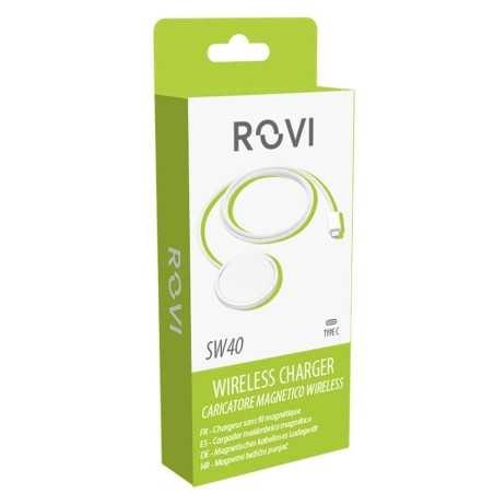 Rovi Caricabatterie Wireless SW40 Fast Charger 15w Magsafe | Bianco