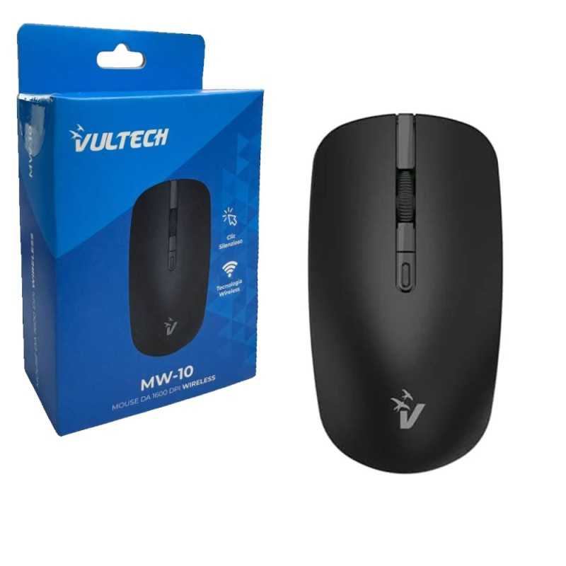 VulTech MW-10 Mouse Wireless 1600 DPI Ambidestro 2.4GHz per PC Notebook | Silenzioso Plug & Play VulTech MW-10 Mouse Wireless 1600 DPI Ambidestro 2.4GHz per PC Notebook | Silenzioso Plug & Play