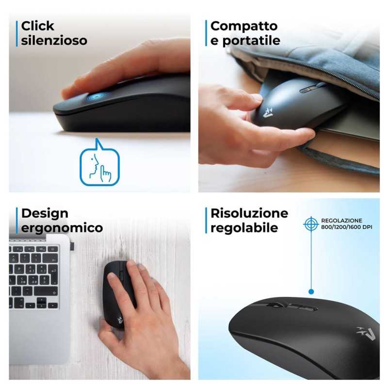 VulTech MW-10 Wireless Mouse 1600 DPI Ambidextrous 2.4GHz for PC Laptop | Silent Plug & Play VulTech MW-10 Wireless Mouse 1600 DPI Ambidextrous 2.4GHz for PC Laptop | Silent Plug & Play