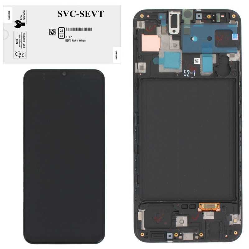 Samsung SERVICE PACK Display LCD ORIGINALE + Frame Per Galaxy A305 A30 2019 | Nero (REFURBISHED)