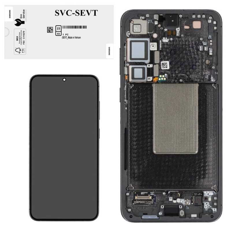 Samsung SERVICE PACK Display LCD ORIGINALE + Frame Per Galaxy S24 Plus 5G 2024 S926 BLACK ASSEMBLED