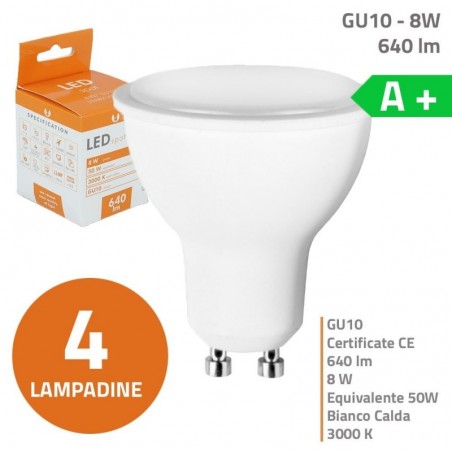 Bundle of up to 20 GU10 LED bulbs 8W 640lm Natural Warm White Light IP22 A+