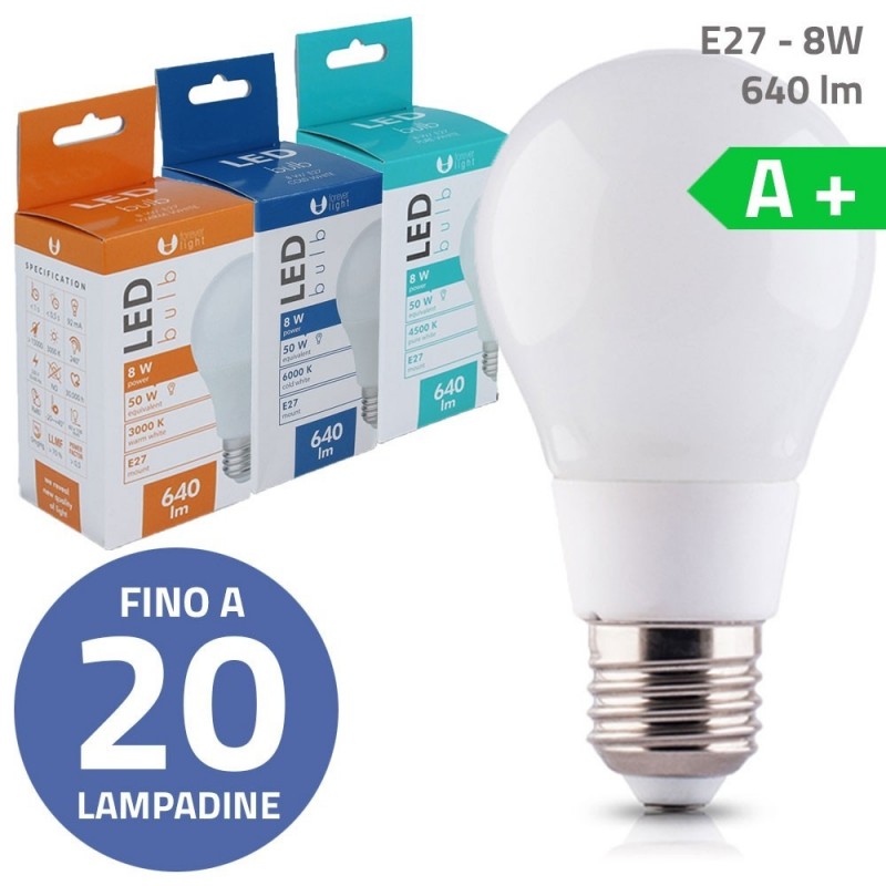 Product image Bundle up to 20 LED Bulbs Bulb E27 A60 8W 640lm Warm Light - Cold Light - Natural Light