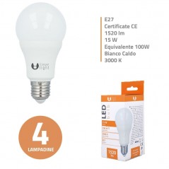 Bundle of up to 20 LED Bulbs E27 A65 15W 1520lm Warm Light - Cold Light - Natural Light