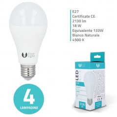 Bundle Fino a 20 Lampadine LED Bulb E27 A65 18W 2130lm Luce Calda - Luce Fredda - Luce Naturale