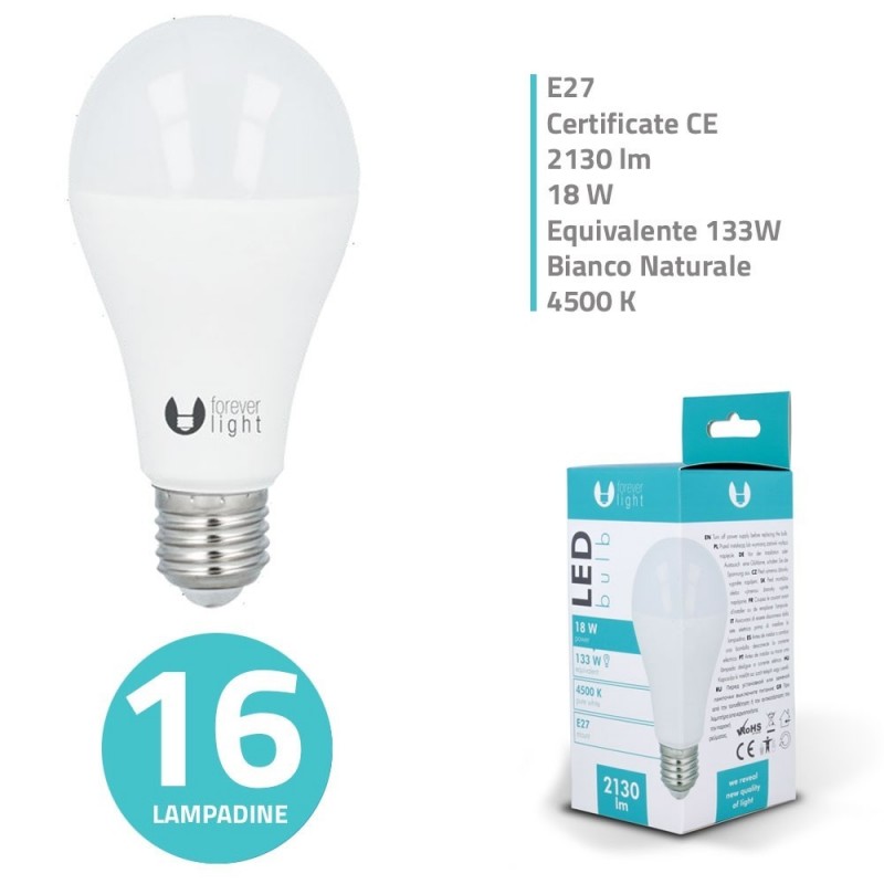 Bundle Fino a 20 Lampadine LED Bulb E27 A65 18W 2130lm Luce Calda - Luce Fredda - Luce Naturale Bundle Fino a 20 Lampadine LED Bulb E27 A65 18W 2130lm Luce Calda - Luce Fredda - Luce Naturale